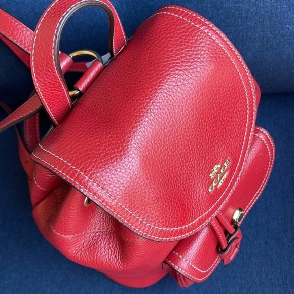 Coach Leather Red Pennie Backpack c4121 - Picture 3 of 13